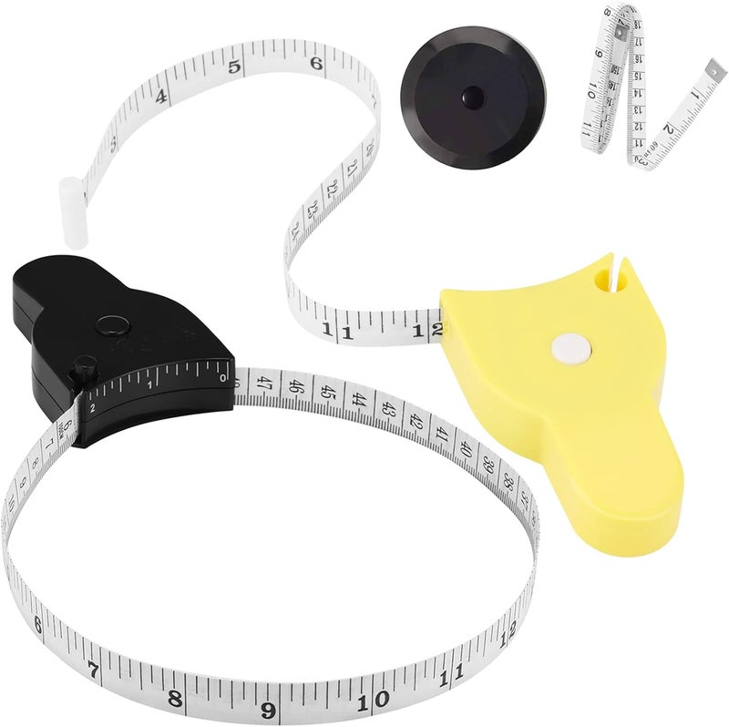 LYTOWN Body Tape Measure - 4PCS Measuring Tape, 60 Inch/150cm, Retractable, Soft, Black + Yellow, Ideal for Weight Loss, Fitness, Tailoring, Sewing, Crafting Clothes - Image 1